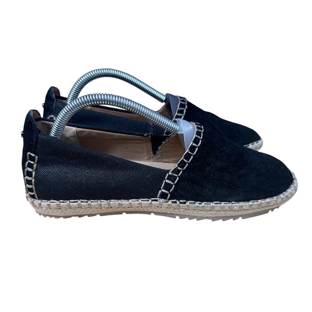 Von Dutch Black Suede Croc Embossed Espadrille Slip On‎ Flats Shoes 9M